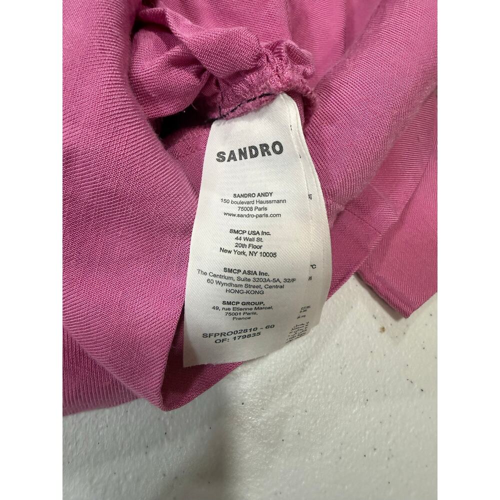 Sandro Elvira pink ruched mini dress long sleeve size 38 ( 4-6 ) - Picture 6 of 6